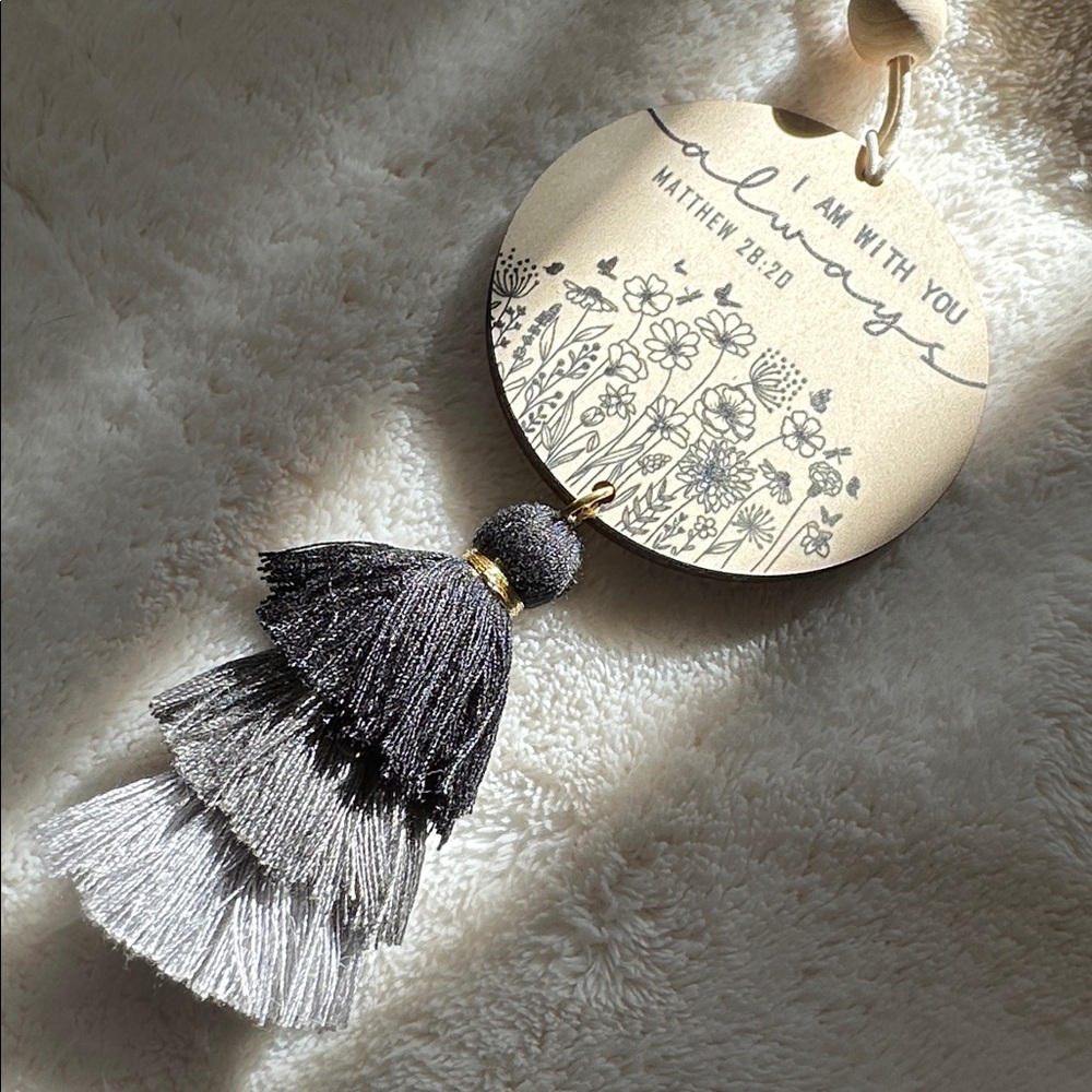 Inspirational Scripture Rear View Mirror Hanging Daily Inspiration with Tassels - Picture 3 of 10
